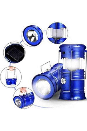 Kamp Lambası Solar Şarjlı Kızaklı Kamp Feneri Led Lamba Işıldak