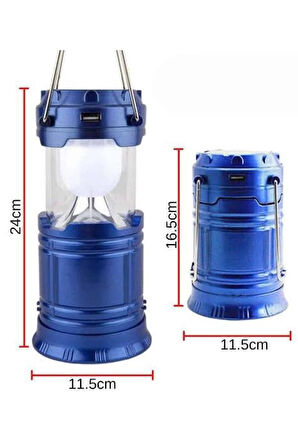 Kamp Lambası Solar Şarjlı Kızaklı Kamp Feneri Led Lamba Işıldak