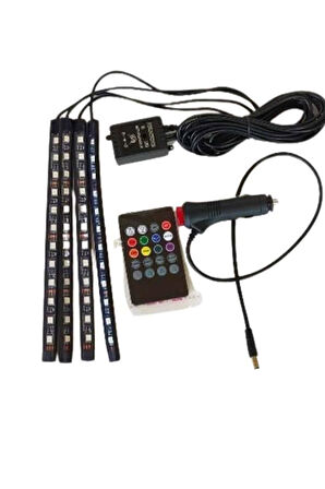 Araç İçi Ayak Altı Led 12 Led Işık Sese Müziğe Duyarlı RGB Işıklı Aydınlatma Seti