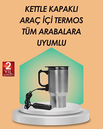 Araç İçi Isıtıcı Termos Bardak Paslanmaz Çelik