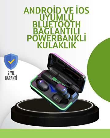 Oyun Modlu E10 Bluetooth Kulaklık Powerbank ve LED Ekranlı