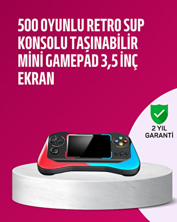 500 Oyunlu 3,5” Elde Taşınabilir Mini Oyun Konsolu – Şarjlı, TV Bağlantılı