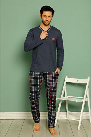 Nisanca %100 Pamuk Erkek Ekose Pijama Takımı- Babalar Günü Serisi 