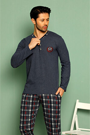 Nisanca %100 Pamuk Erkek Ekose Pijama Takımı- Babalar Günü Serisi 