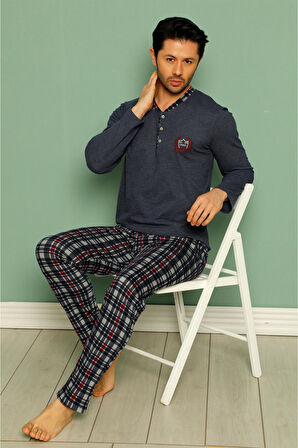 Nisanca %100 Pamuk Erkek Ekose Pijama Takımı- Babalar Günü Serisi 