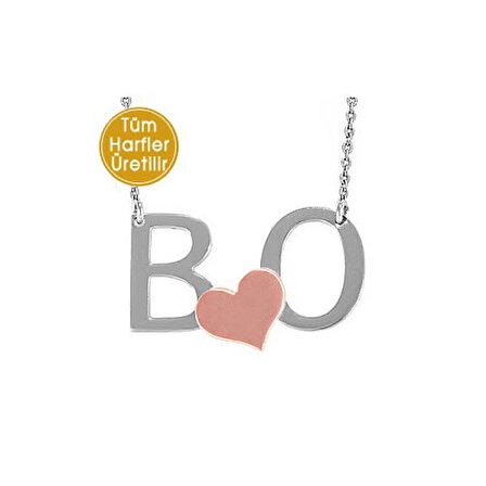 14 Ayar Altın İki Harf Kalpli İsim Kolye - AD11