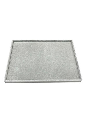 Yerli Üretim Süet Kumaş Gri Renk 34/24 Cm Takı Servis Sunum Tablası