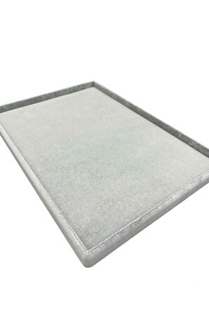 Yerli Üretim Süet Kumaş Gri Renk 34/24 Cm Takı Servis Sunum Tablası