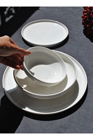 2 Kişilik 8 Parça Porselen Yemek Takımı Lena - Porselen Tabak Yemek Seti