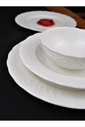 2 Kişilik 8 Parça Porselen Yemek Takımı Lilyum - Porselen Tabak Yemek Seti