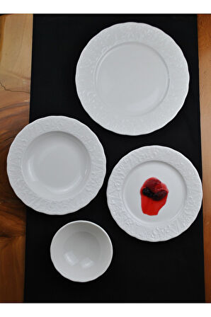 2 Kişilik 8 Parça Porselen Yemek Takımı Lilyum - Porselen Tabak Yemek Seti