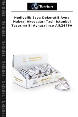 Hediyelik Eşya Dekoratif Ayna Makyaj Aksesuarı Taşlı İstanbul Tasarımı El Aynası İnce Alk2476A