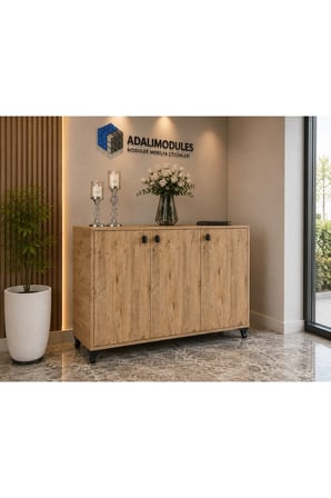 ADALIMODULES Ada 3 Kapaklı 3 Raflı Ayakkabılık Çok Amaçlı Dolap Ve Portmanto Ayakkabı Dolabı
