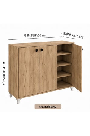 ADALIMODULES Ada 3 Kapaklı 3 Raflı Ayakkabılık Çok Amaçlı Dolap Ve Portmanto Ayakkabı Dolabı