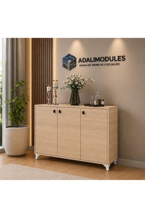 ADALIMODULES Ada 3 Kapaklı 3 Raflı Ayakkabılık Çok Amaçlı Dolap Ve Portmanto Ayakkabı Dolabı
