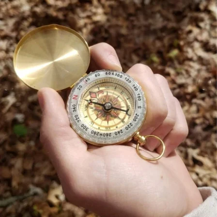 Kişiye Özel Vintage Fosforlu Pusula Dekoratif Pirinç Kapaklı Denizci Pusulası