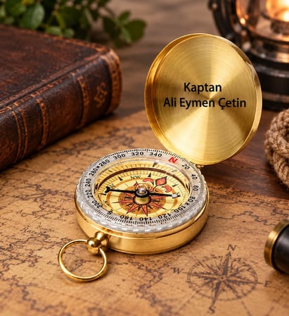 Kişiye Özel Vintage Fosforlu Pusula Dekoratif Pirinç Kapaklı Denizci Pusulası