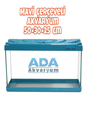 Ada Akvaryum Mavi Plastik Çerçeveli  Akvaryum 50x30x25 Cm