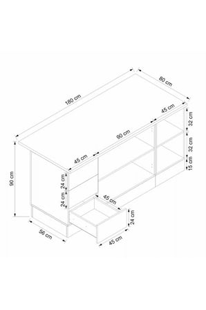 ADA8016 Beyaz Antrasit MDF Ada Mutfak Dolabı 180 cm