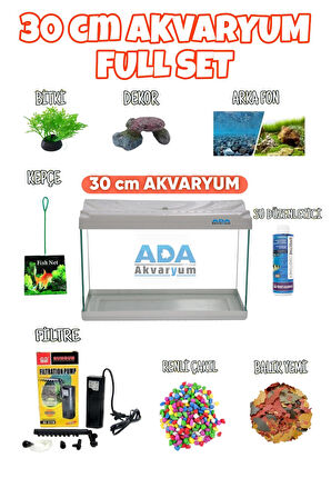 Full Akvaryum Seti Beyaz Renk 30x23x15 Cm  9 Parça