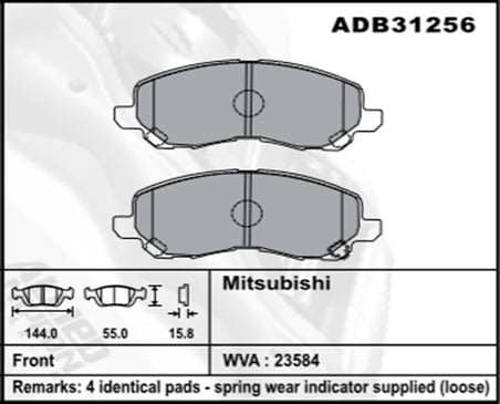 ON FREN BALATASI MITSUBISHI LANCER 03-11 AS11-13 GALANT 96> OUTLANDER 03> 4008 12> C4 12> COMPASS 06> PATRIOT 07> SEBRING 07-10 AVENGER 07> CALIBER 06>