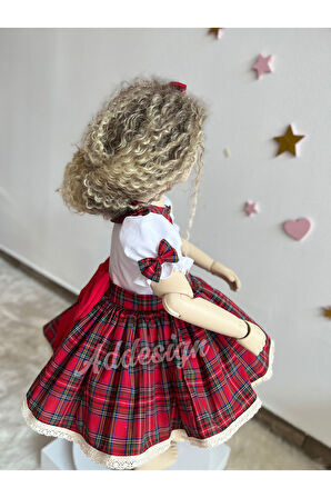 Kız Çocuk Ekose Elbise, Ekose Vintage Elbise, Kız Çocuk Yeni Yıl Elbisesi