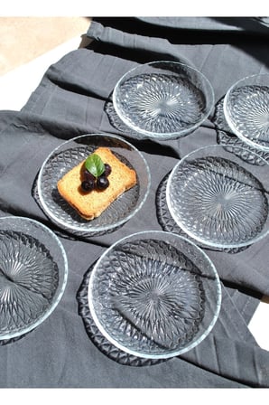 6'lı Cam Kase Mini Kahvaltılık Çerezlik Meze Tabağı 12 Cm İkramlık- Adenya