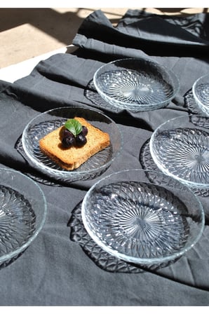 6'lı Cam Kase Mini Kahvaltılık Çerezlik Meze Tabağı 12 Cm İkramlık- Adenya