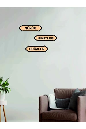 Şükür Nimetleri Çoğaltır Duvar Süsü Dekoratif Ahşap Duvar Süsü