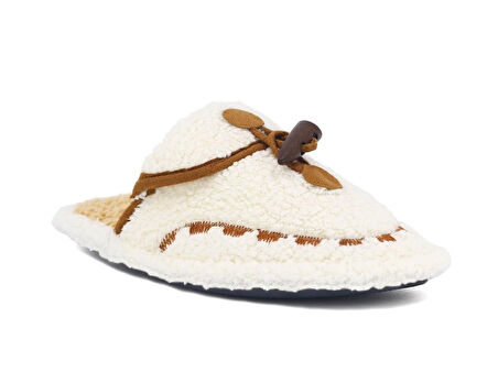 Kadın Kışlık Düğmeli Içi Havlulu Rahat Kaymaz Tüylü Ev Terliği