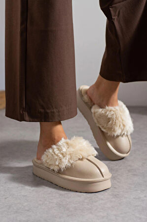 Kadın Cırtlı Çıkarılabilir Rahat Kaymaz Taban Ev Dış Mekan Peluş Terliği