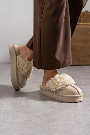 Kadın Cırtlı Çıkarılabilir Rahat Kaymaz Taban Ev Dış Mekan Peluş Terliği