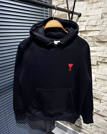 35 AVM Unisex Kapşonlu Baskılı Sweetshirt - Siyah