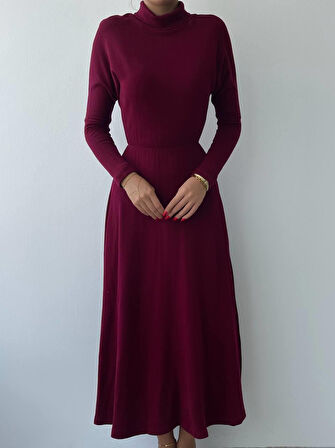 35 AVM Dina Boğazlı Midi Elbise