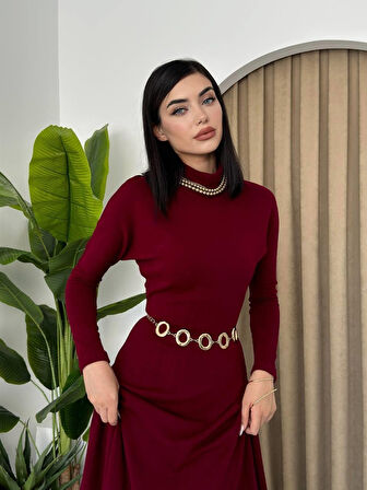 35 AVM Dina Boğazlı Midi Elbise