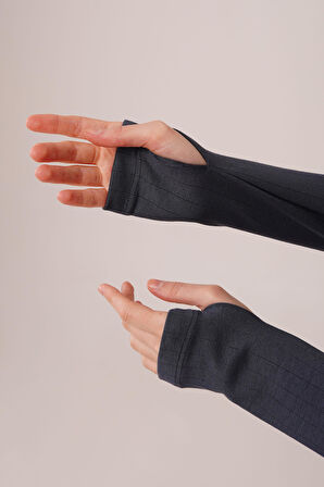 35 AVM Fitilli Bluz Ve Pantolon Antrasit İkili Takım