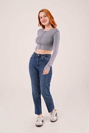 35 AVM Ters Dikişli Basic Antrasit Body Bluz