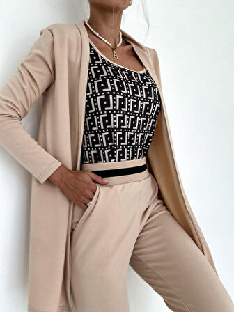 35 AVM Kadın Uzun Kollu Krep üçlü Takım