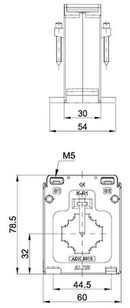 Alce ADK3010 Delikli Akım Trafosu, 50/5, 1 VA, Class 1, Mühürsüz 