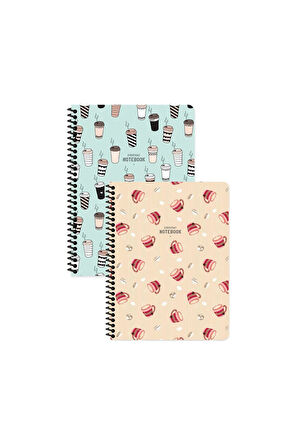 Keskin Color Coffee Çizgili Defter Seti (2’li) | 16.5 x 22.5 cm | Spiralli – 80 Yaprak