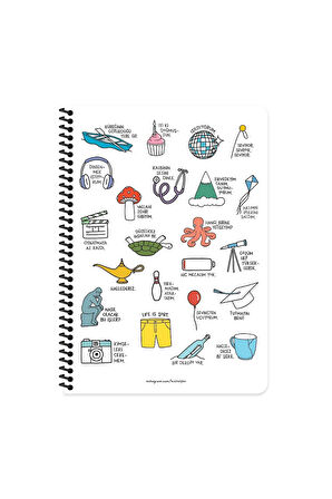 Hisli Şeyler A4 Çizgili Spiralli Stickerli Defter Hallederiz
