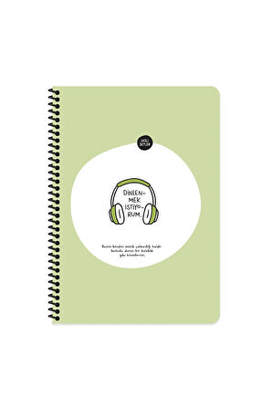 Hisli Şeyler A4 Çizgili Spiralli Stickerli Defter Dinlenmek İstiyorum
