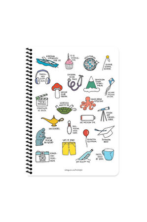 Hisli Şeyler A4 Çizgili Spiralli Stickerli Defter Dinlenmek İstiyorum