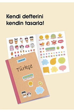 Keskin Color Kareli Stickerli Kraft Kapak 2'li Defter Set | 18,5 X 26 Cm | 50 Yaprak