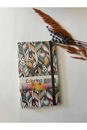 Atakids Lizy Kuru Boyalı Mandala Boyama Defteri | 19 x 11 cm | 40 Yaprak | 12 Renk Kuru Boya