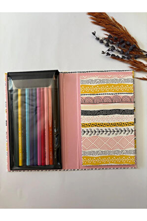 Atakids Lizy Kuru Boyalı Mandala Boyama Defteri | 19 x 11 cm | 40 Yaprak | 12 Renk Kuru Boya