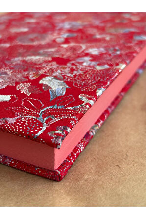 Atakids Lizy Deri Kapaklı Çiçek Desenli Çizgili Defter | 14x20 cm | 70 Yaprak | Sert Kapak |
