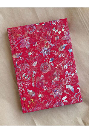 Atakids Lizy Deri Kapaklı Çiçek Desenli Çizgili Defter | 14x20 cm | 70 Yaprak | Sert Kapak |