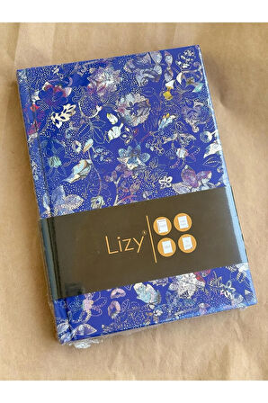 Atakids Lizy Deri Kapaklı Çiçek Desenli Çizgili Defter | 14x20 cm | 70 Yaprak | Sert Kapak |