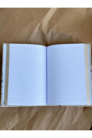 Atakids Lizy Deri Kapaklı Çiçek Desenli Çizgili Defter | 14x20 cm | 70 Yaprak | Sert Kapak |